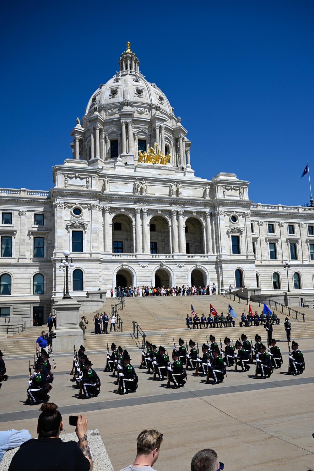 Norway's His Majesty the King's Band and Drill Team preform at Minnesota Capitol