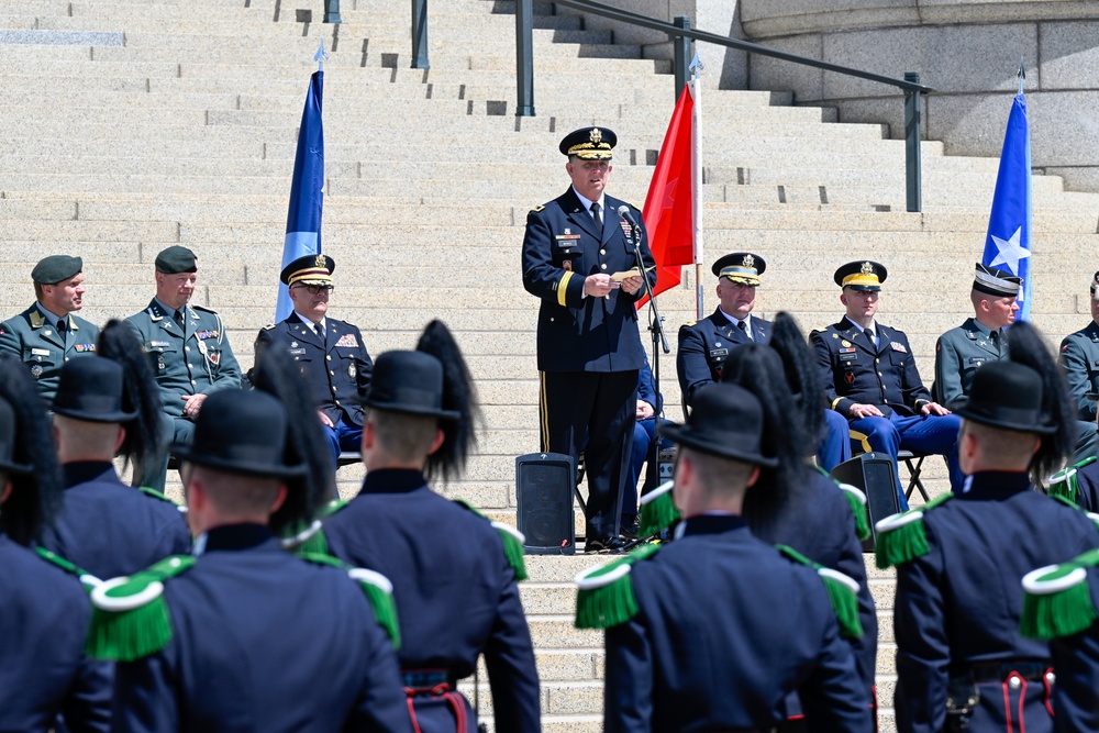 Norway's His Majesty the King's Band and Drill Team preform at Minnesota Capitol
