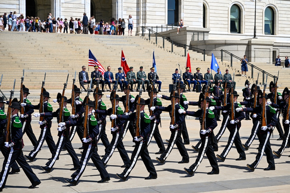 Norway's His Majesty the King's Band and Drill Team preform at Minnesota Capitol