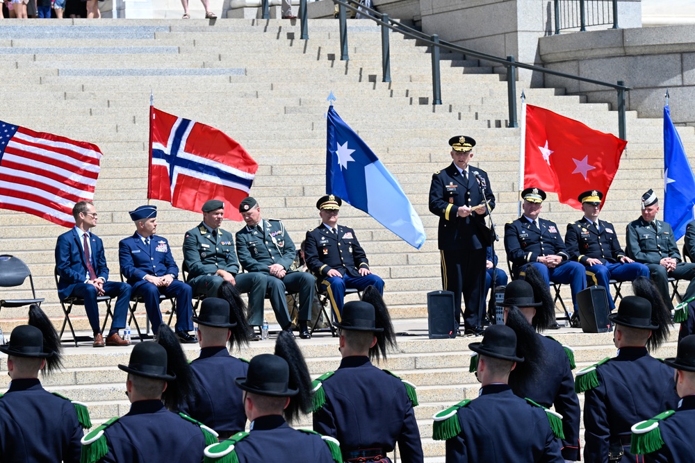 Norway's His Majesty the King's Band and Drill Team preform at Minnesota Capitol
