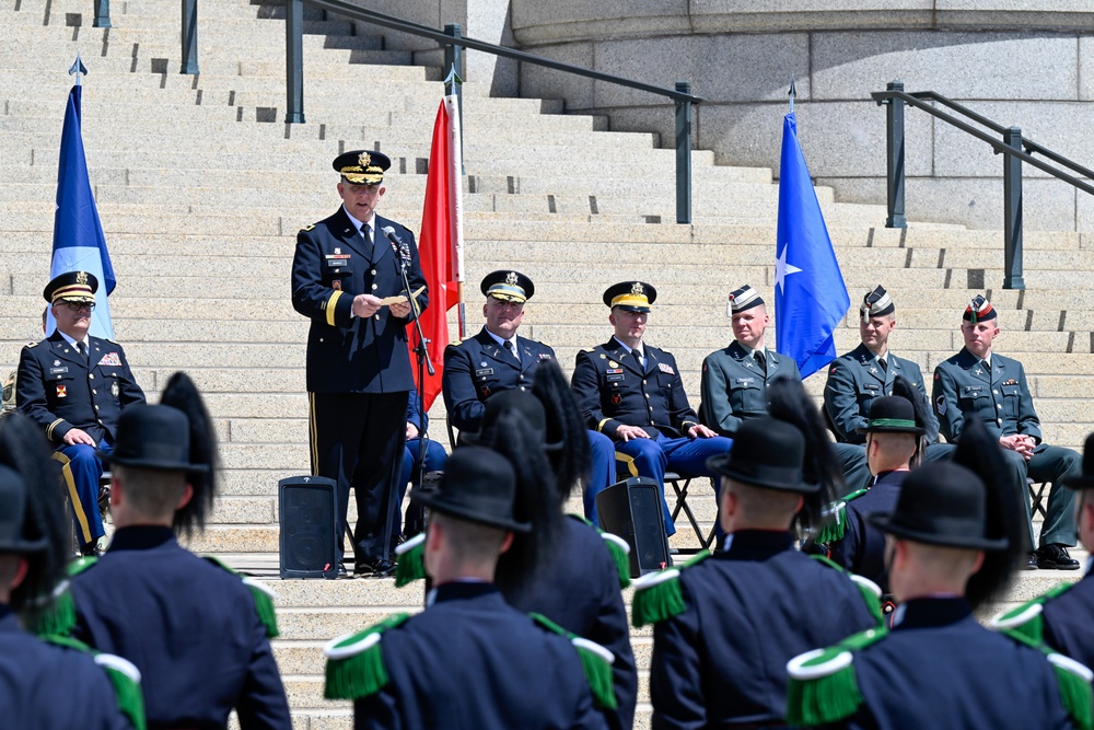 Norway's His Majesty the King's Band and Drill Team preform at Minnesota Capitol