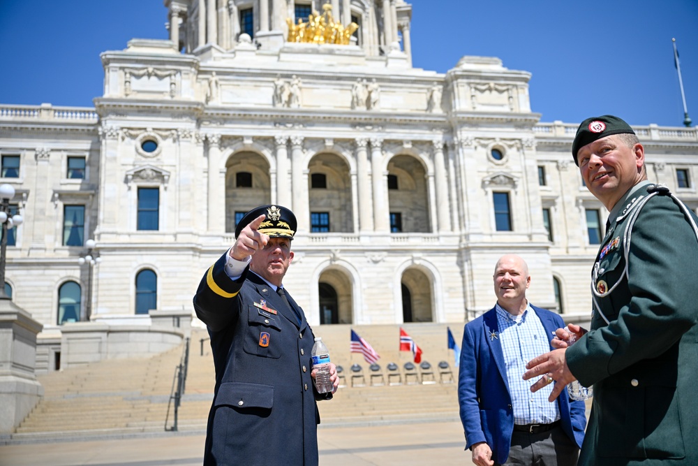 Norway's His Majesty the King's Band and Drill Team preform at Minnesota Capitol