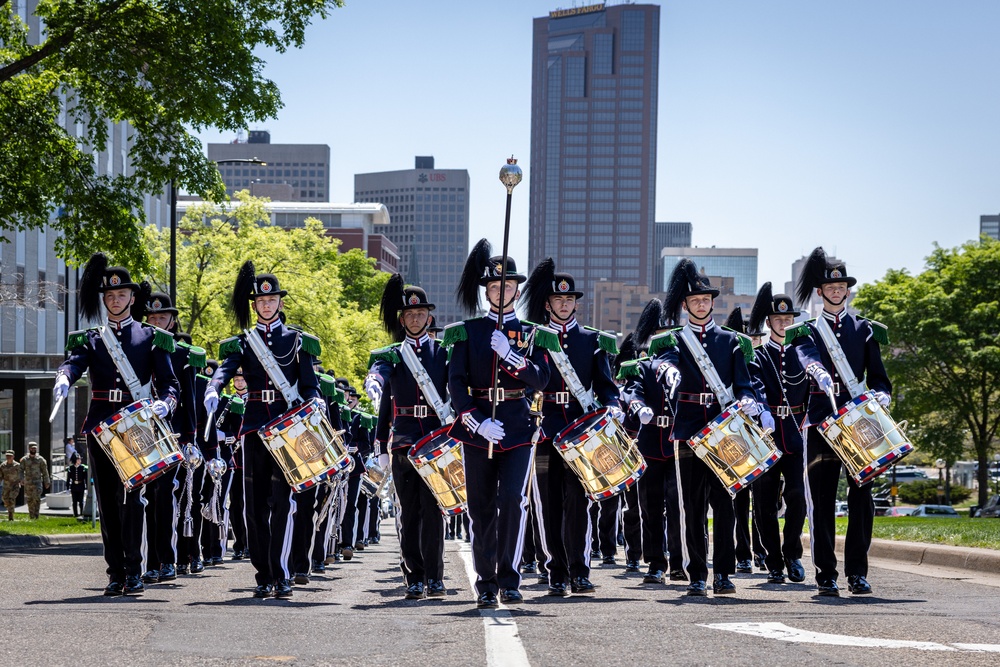 Norway's His Majesty the King's Band and Drill Team preform at Minnesota Capitol