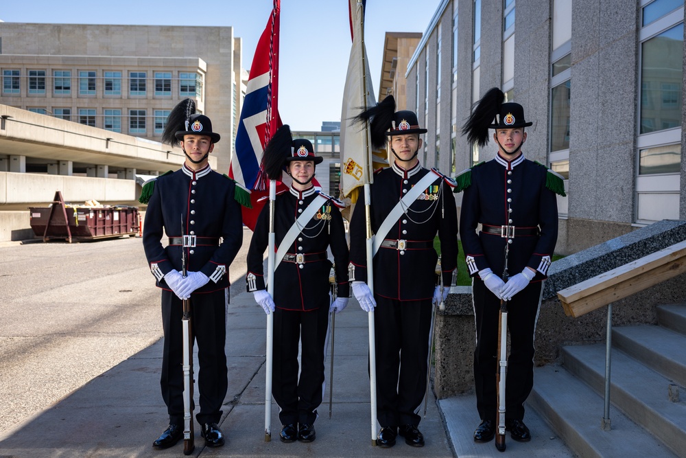Norway's His Majesty the King's Band and Drill Team preform at Minnesota Capitol