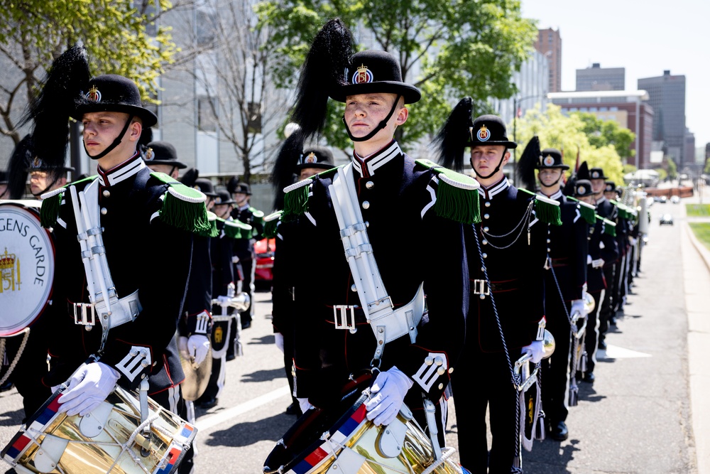 Norway's His Majesty the King's Band and Drill Team preform at Minnesota Capitol