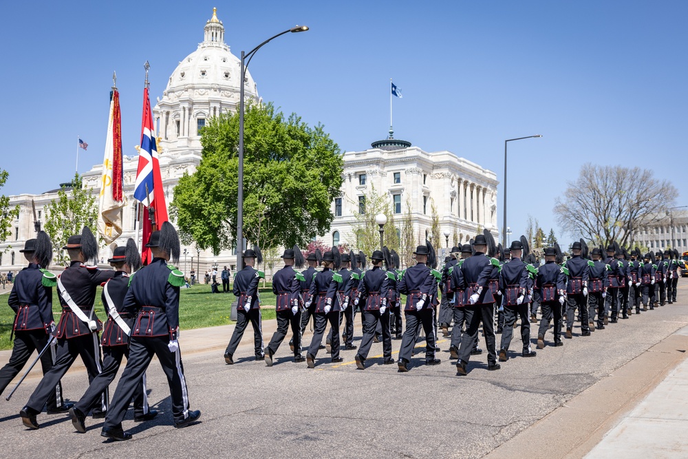 Norway's His Majesty the King's Band and Drill Team preform at Minnesota Capitol