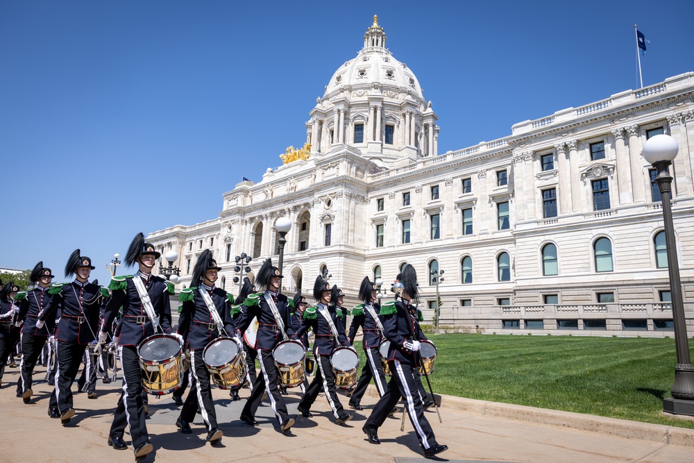 Norway's His Majesty the King's Band and Drill Team preform at Minnesota Capitol