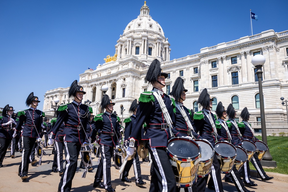 Norway's His Majesty the King's Band and Drill Team preform at Minnesota Capitol