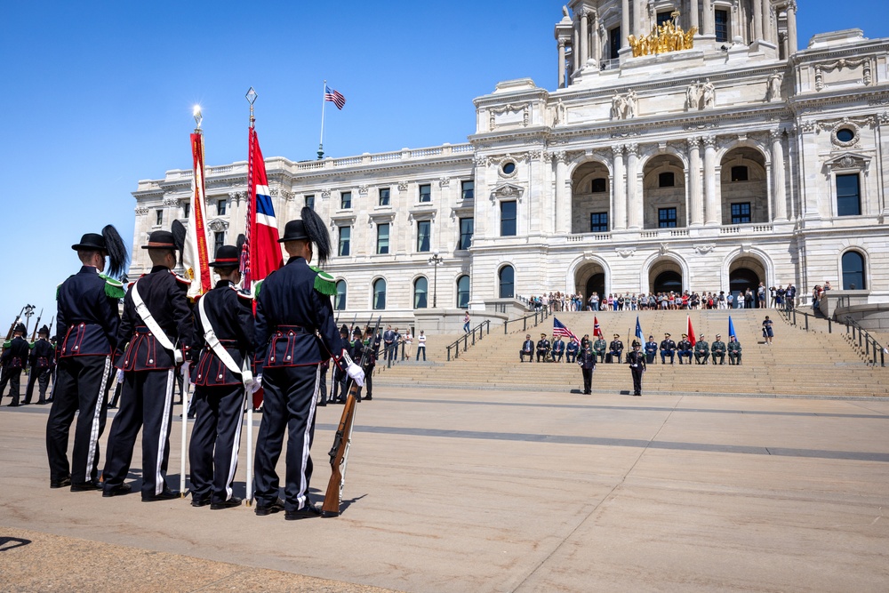 Norway's His Majesty the King's Band and Drill Team preform at Minnesota Capitol