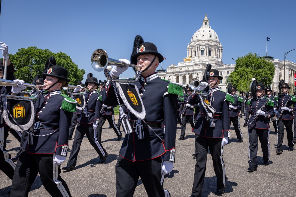 Norway's His Majesty the King's Band and Drill Team preform at Minnesota Capitol