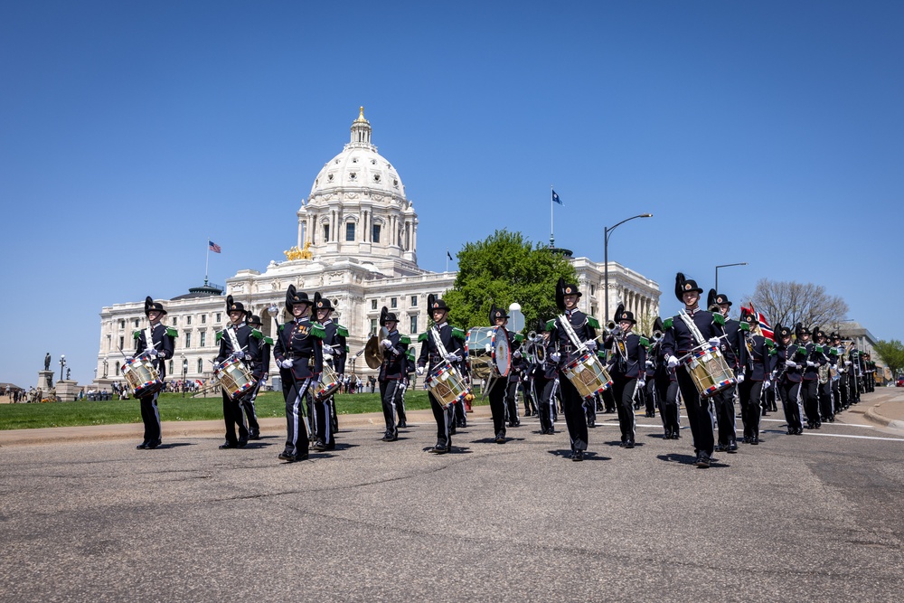 Norway's His Majesty the King's Band and Drill Team preform at Minnesota Capitol