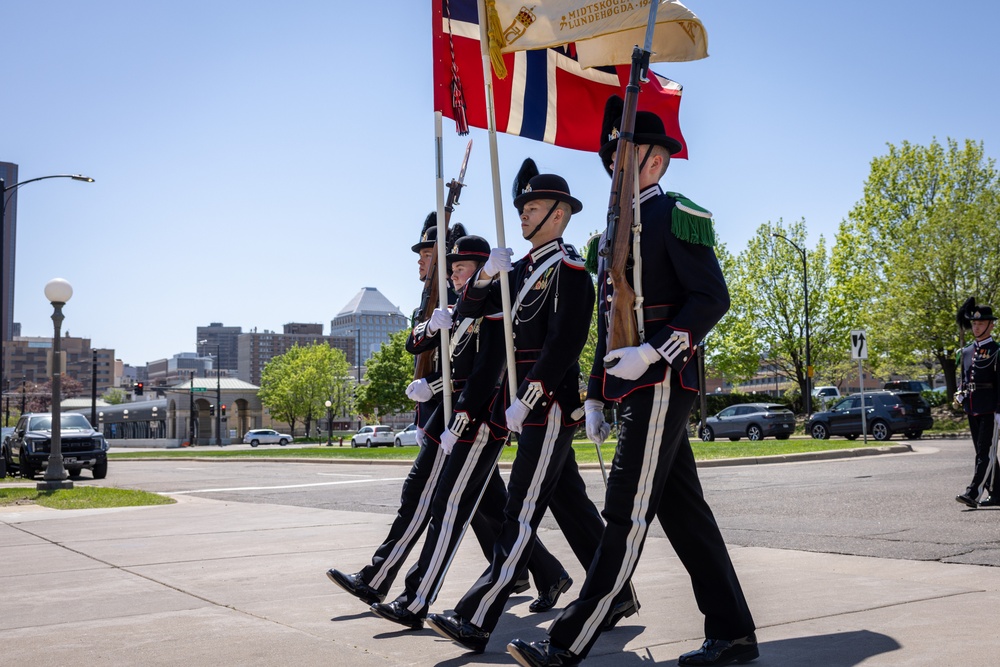 Norway's His Majesty the King's Band and Drill Team preform at Minnesota Capitol
