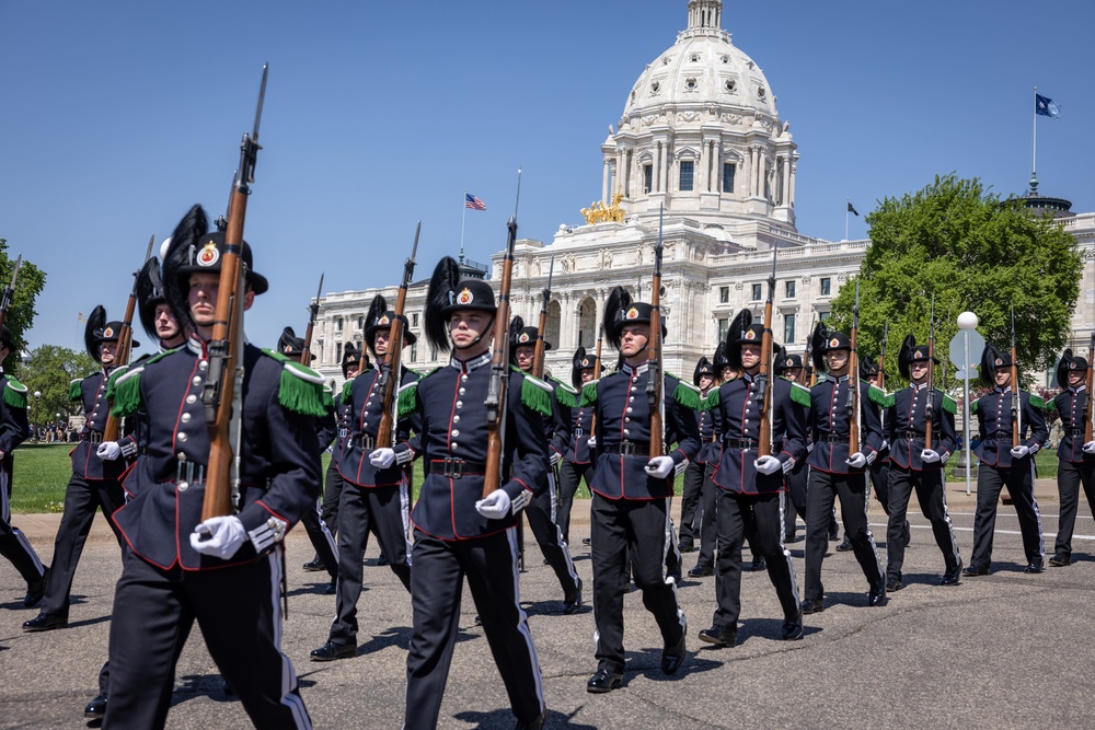 Norway's His Majesty the King's Band and Drill Team preform at Minnesota Capitol