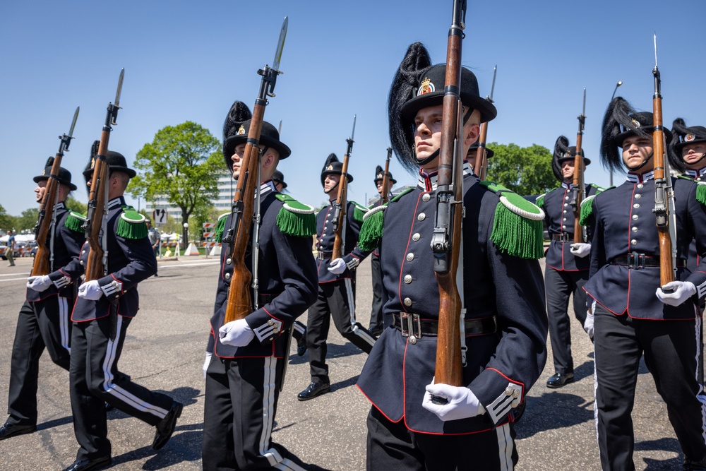 Norway's His Majesty the King's Band and Drill Team preform at Minnesota Capitol