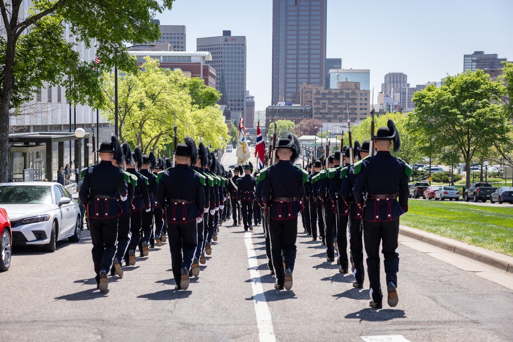 Norway's His Majesty the King's Band and Drill Team preform at Minnesota Capitol