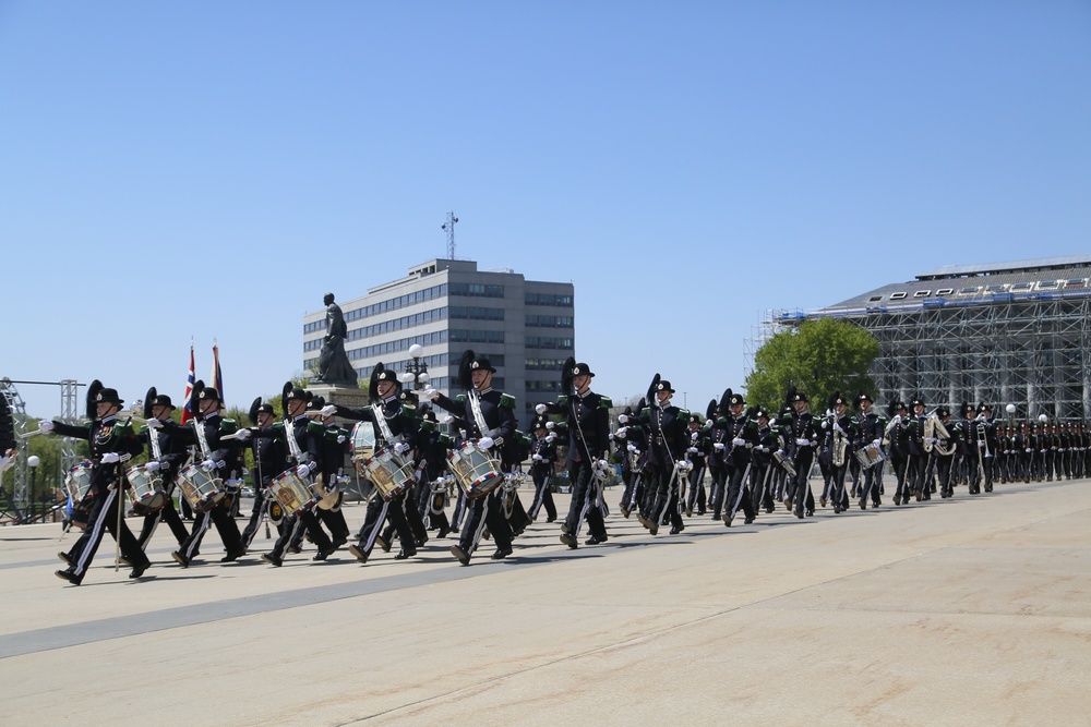 Norway's His Majesty the King's Band and Drill Team preform at Minnesota Capitol