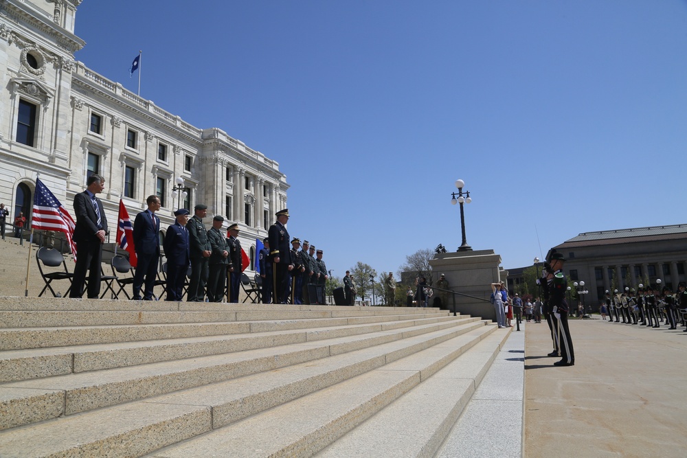 Norway's His Majesty the King's Band and Drill Team preform at Minnesota Capitol