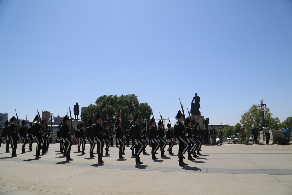 Norway's His Majesty the King's Band and Drill Team preform at Minnesota Capitol