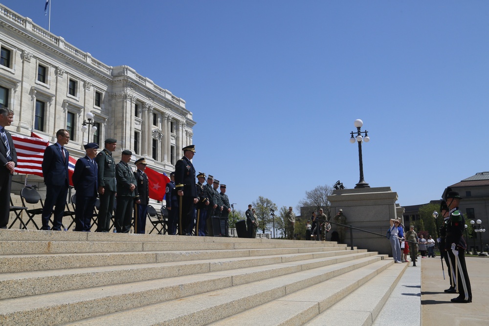 Norway's His Majesty the King's Band and Drill Team preform at Minnesota Capitol