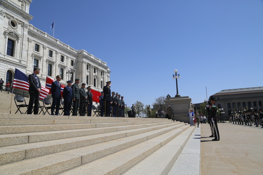 Norway's His Majesty the King's Band and Drill Team preform at Minnesota Capitol