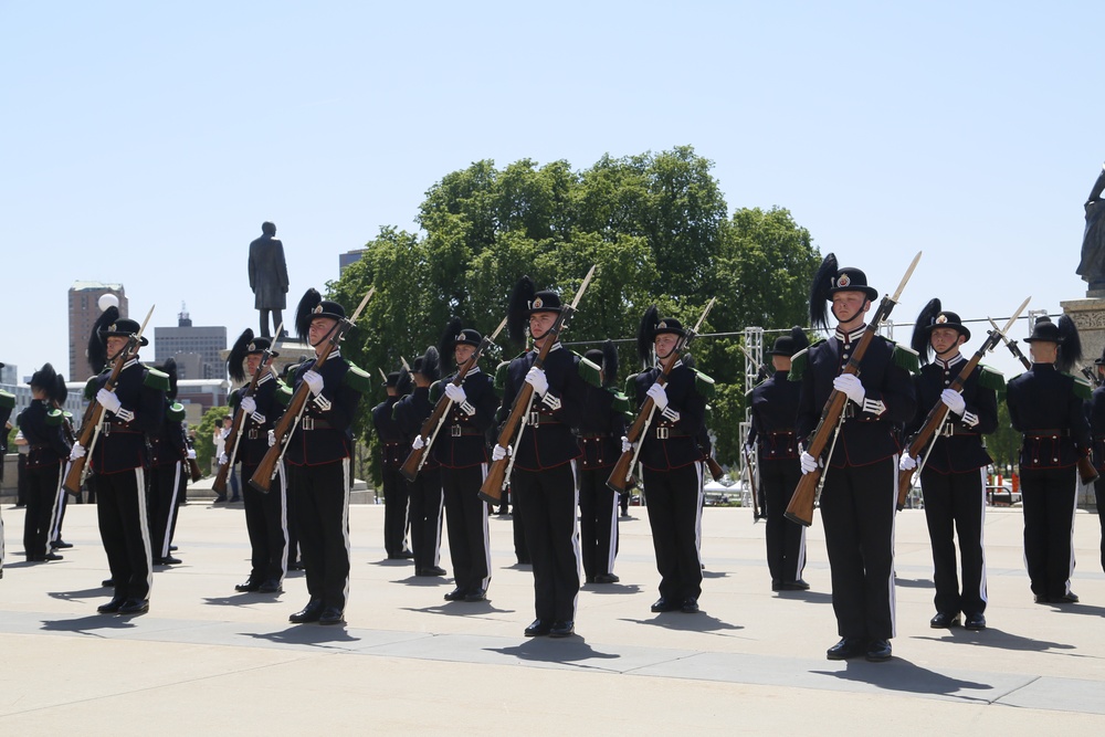 Norway's His Majesty the King's Band and Drill Team preform at Minnesota Capitol