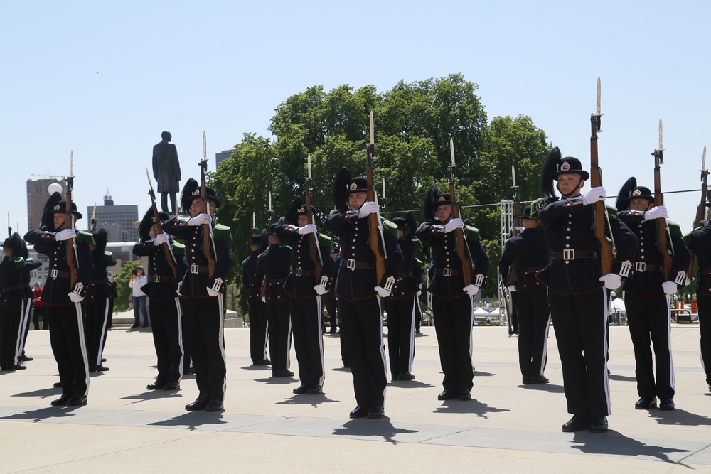 Norway's His Majesty the King's Band and Drill Team preform at Minnesota Capitol