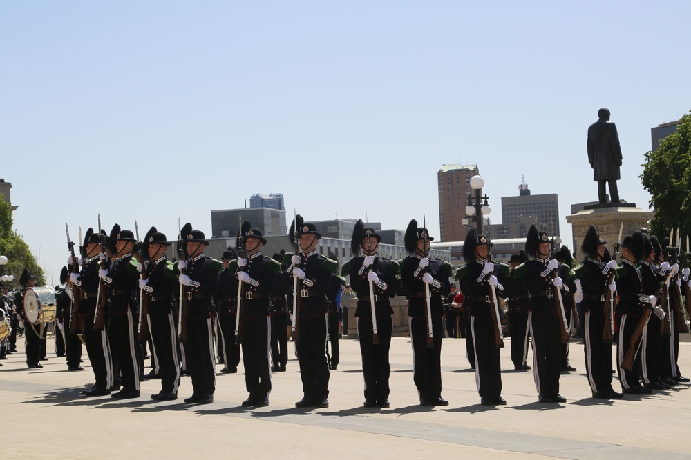 Norway's His Majesty the King's Band and Drill Team preform at Minnesota Capitol