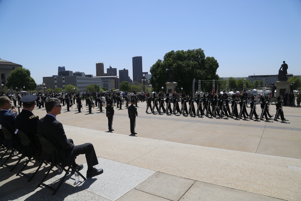Norway's His Majesty the King's Band and Drill Team preform at Minnesota Capitol