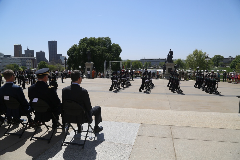 Norway's His Majesty the King's Band and Drill Team preform at Minnesota Capitol