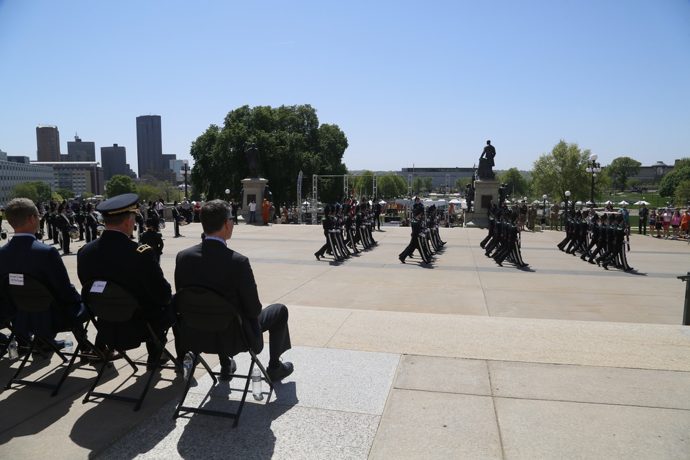 Norway's His Majesty the King's Band and Drill Team preform at Minnesota Capitol