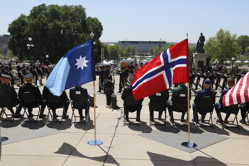Norway's His Majesty the King's Band and Drill Team preform at Minnesota Capitol