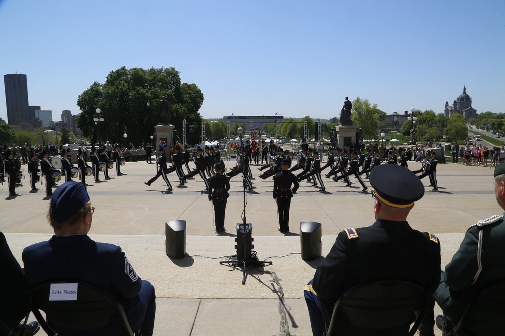 Norway's His Majesty the King's Band and Drill Team preform at Minnesota Capitol