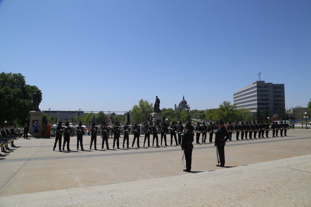 Norway's His Majesty the King's Band and Drill Team preform at Minnesota Capitol