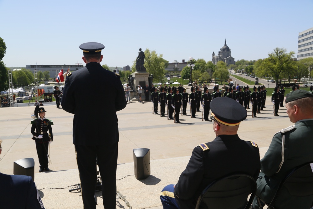 Norway's His Majesty the King's Band and Drill Team preform at Minnesota Capitol