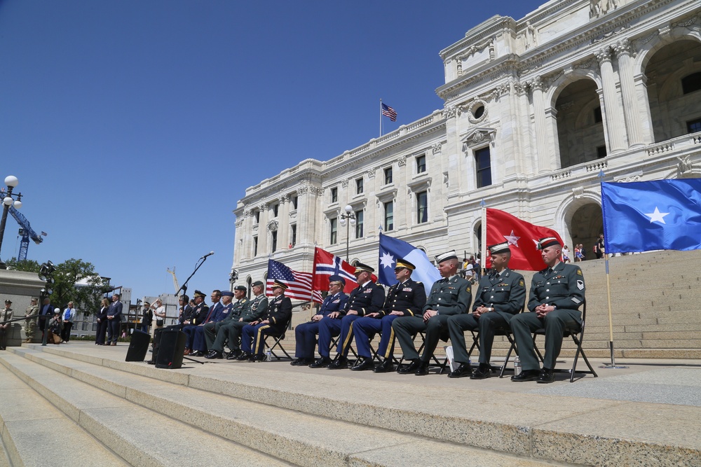 Norway's His Majesty the King's Band and Drill Team preform at Minnesota Capitol