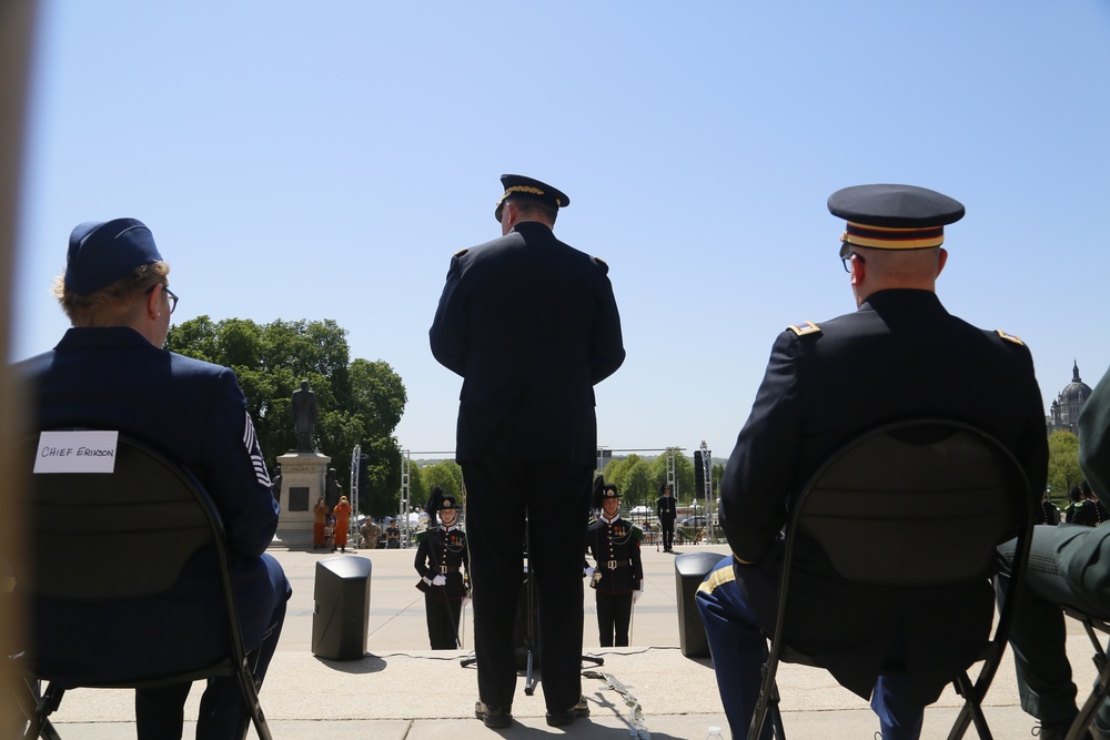 Norway's His Majesty the King's Band and Drill Team preform at Minnesota Capitol