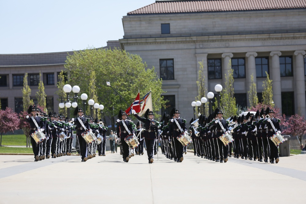 Norway's His Majesty the King's Band and Drill Team preform at Minnesota Capitol