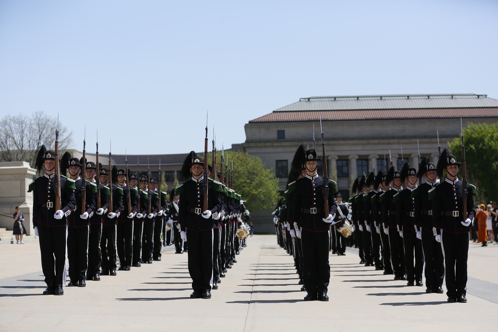 Norway's His Majesty the King's Band and Drill Team preform at Minnesota Capitol