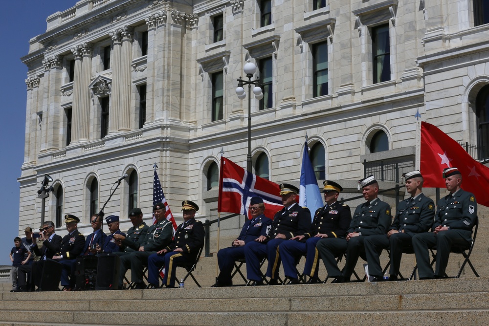 Norway's His Majesty the King's Band and Drill Team preform at Minnesota Capitol