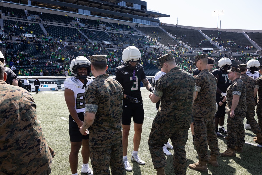 Marines support the University of Oregon Annual Spring Game