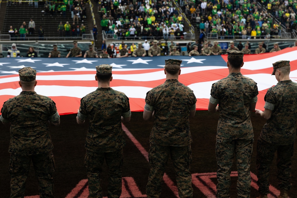 Marines support the University of Oregon Annual Spring Game