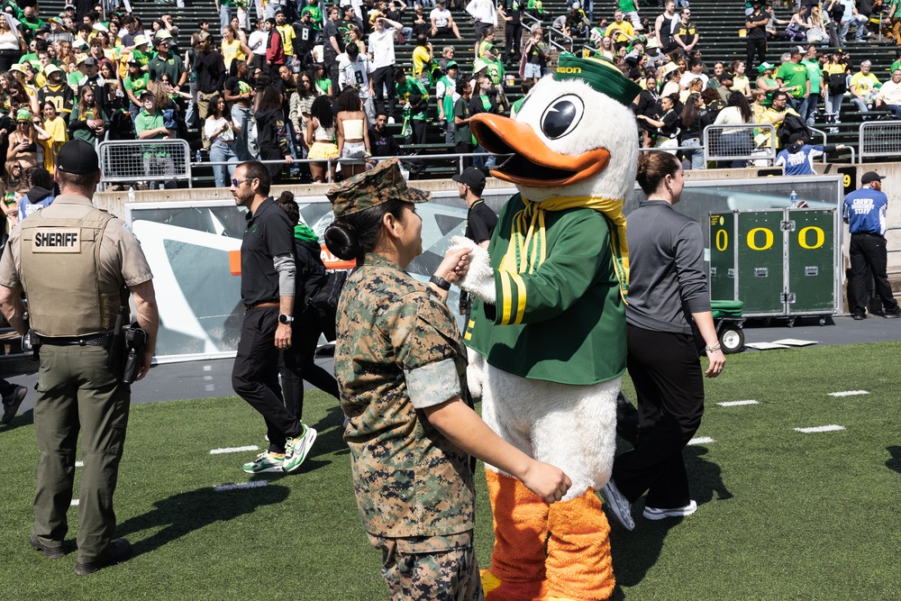 Marines support the University of Oregon Annual Spring Game
