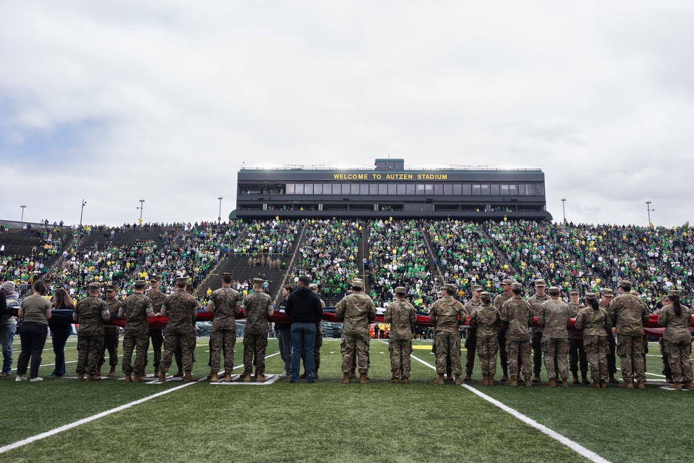 Marines support the University of Oregon Annual Spring Game
