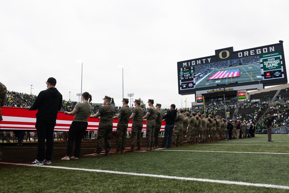 Marines support the University of Oregon Annual Spring Game
