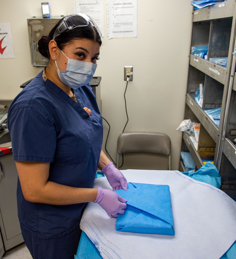 USS John C. Stennis (CVN 74) Sailor receives dental work