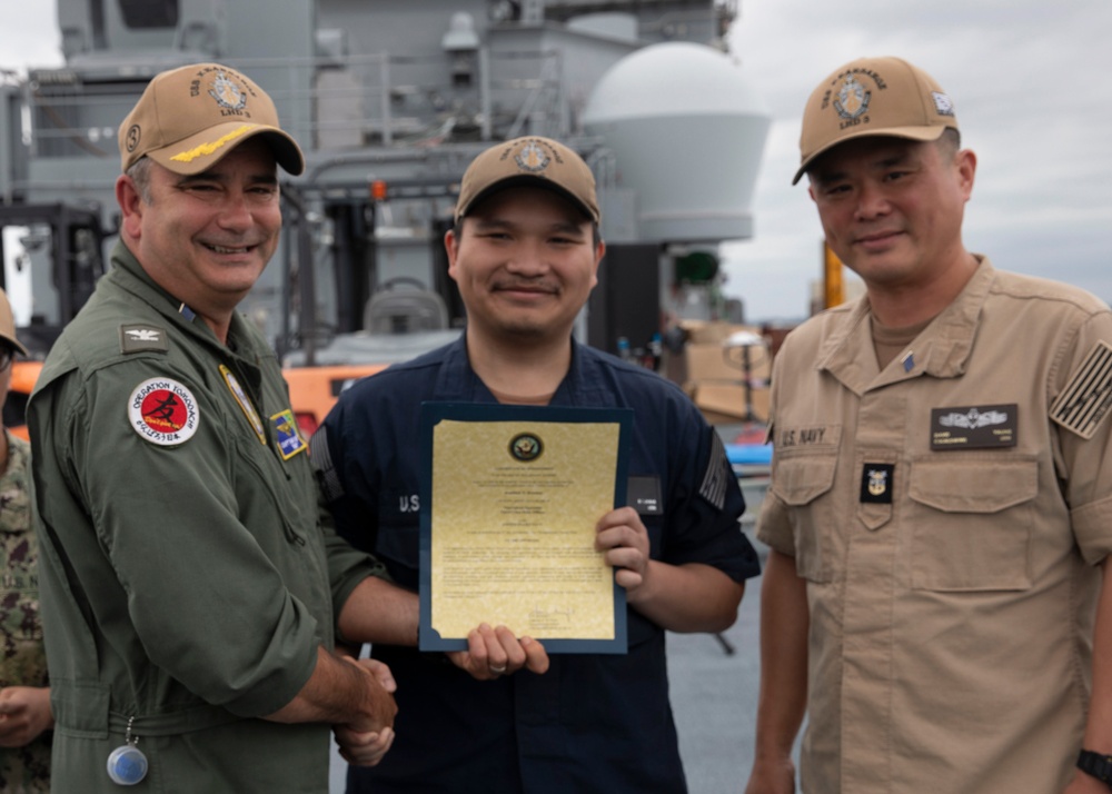 USS Kearsarge Conducts All-Hands Call