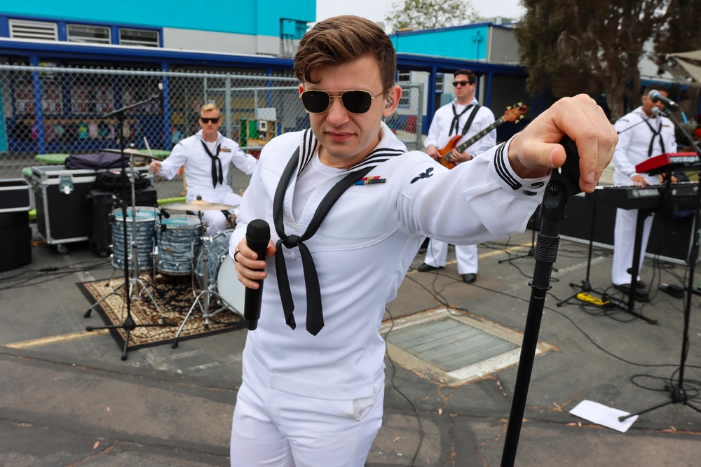 Navy Rock Band Destroyers Perform at Angier Elementary School Military Child Appreciation Month