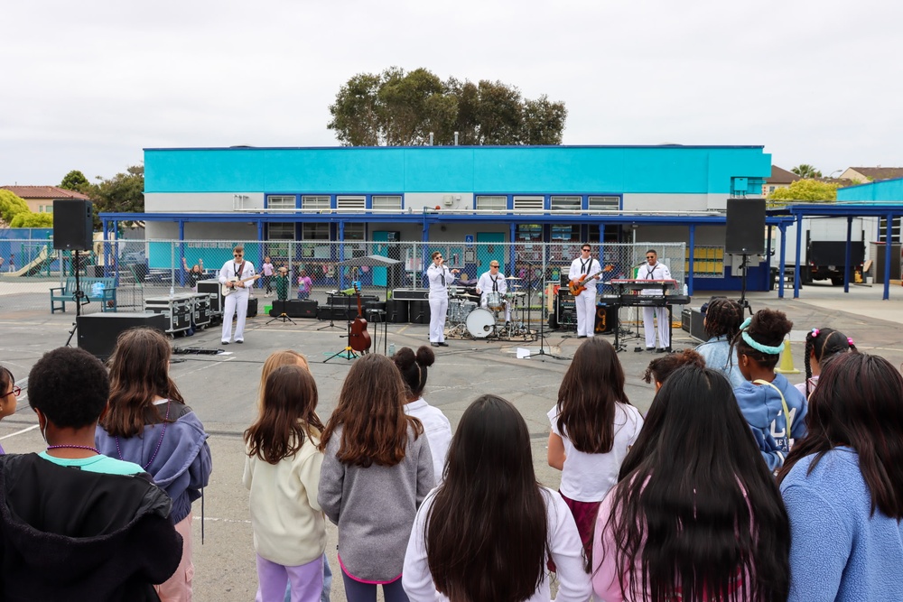 Navy Rock Band Destroyers Perform at Angier Elementary School Military Child Appreciation Month