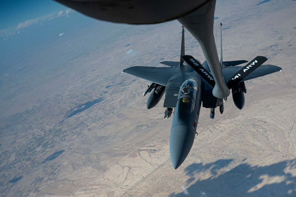 Strike Eagles patrol in support of Operation Inherent Resolve