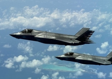 F-35B Lightning IIs fly over Wake Island